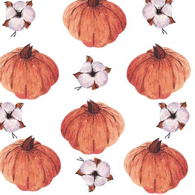 Акварельные тыквы и хлопок
