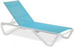 Шезлонг-лежак металлический Papatya Wave, белый, бирюзовый