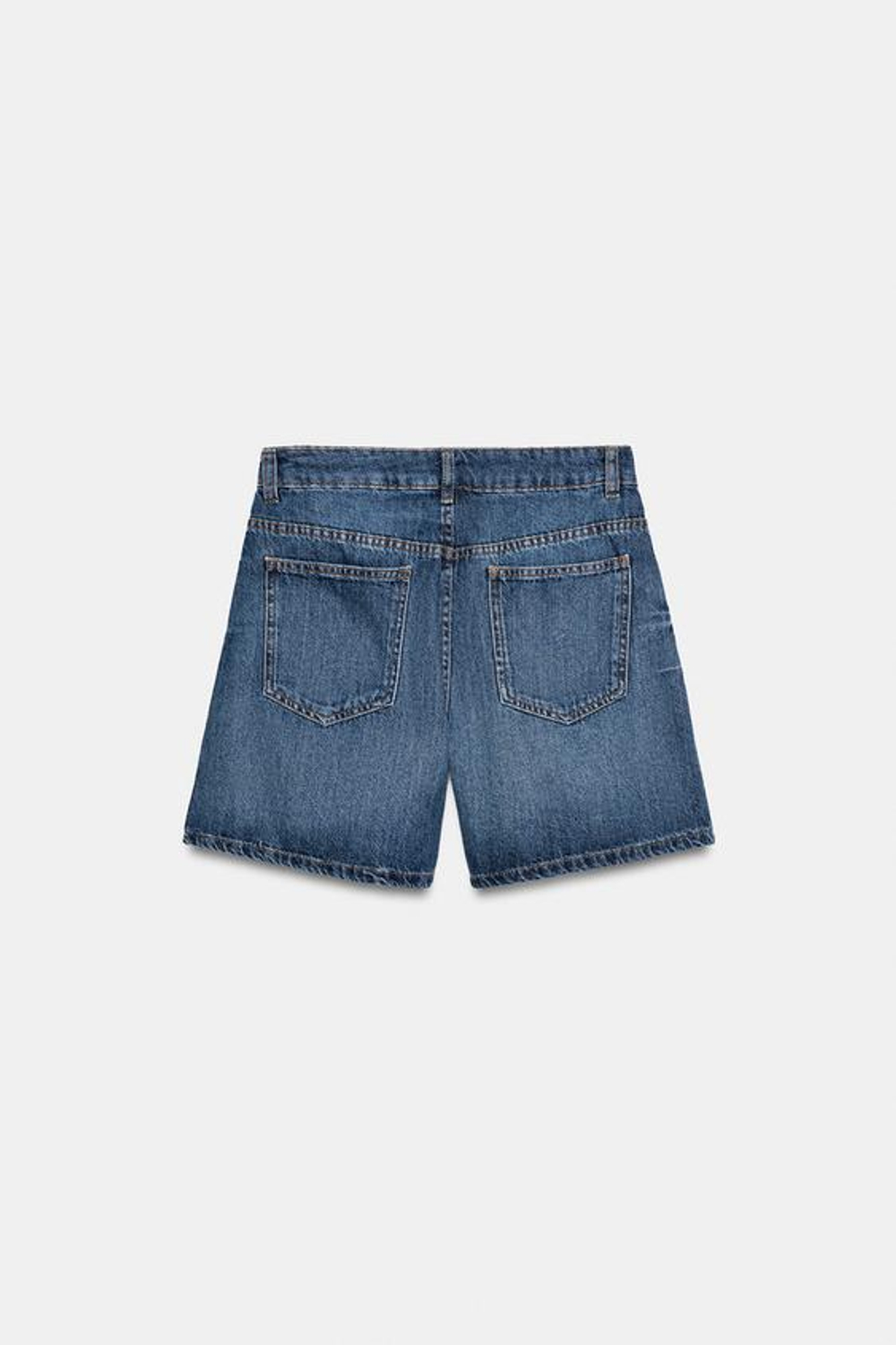 ZARA ДЖИНСОВЫЕ ШОРТЫ С ВЫСОКОЙ ПОСАДКОЙ, СИНИЙ