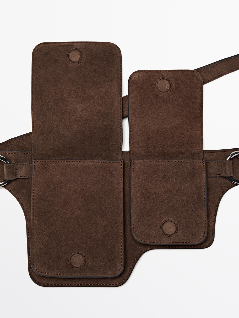 Massimo Dutti Поясная сумка из замши с двумя отделениями, норка