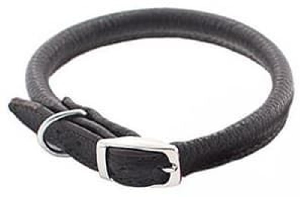 Ошейник (Zoo-M) &quot;Cord&quot; 6мм*22-26см круглый, кожа, черный