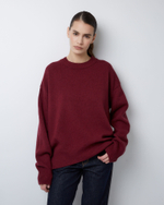 Джемпер из смесового кашемира с круглым вырезом бордо