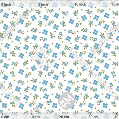 Мелкие голубые цветы на белом фоне. Мильфлер by Green Light Studio 150 DPI