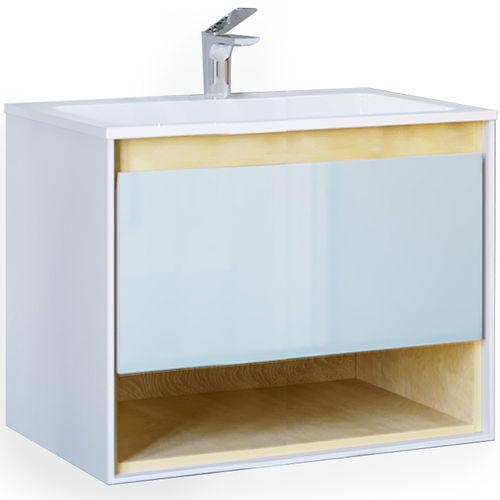 Тумба с раковиной Jorno Glass 80 см Gla.01.77/P/W белая