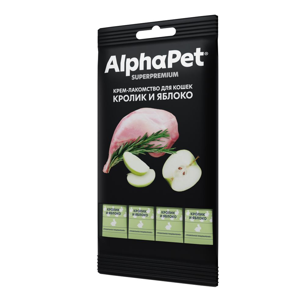 Крем-лакомство AlphaPet Superpremium для кошек с кроликом и яблоком Крем-лакомство AlphaPet Superpremium для кошек с кроликом и яблоком