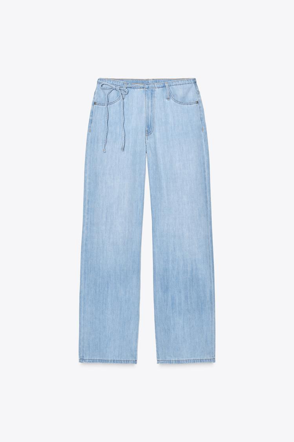 ZARA ДЖИНСЫ В ПИЖАМНОМ СТИЛЕ, СИНИЙ