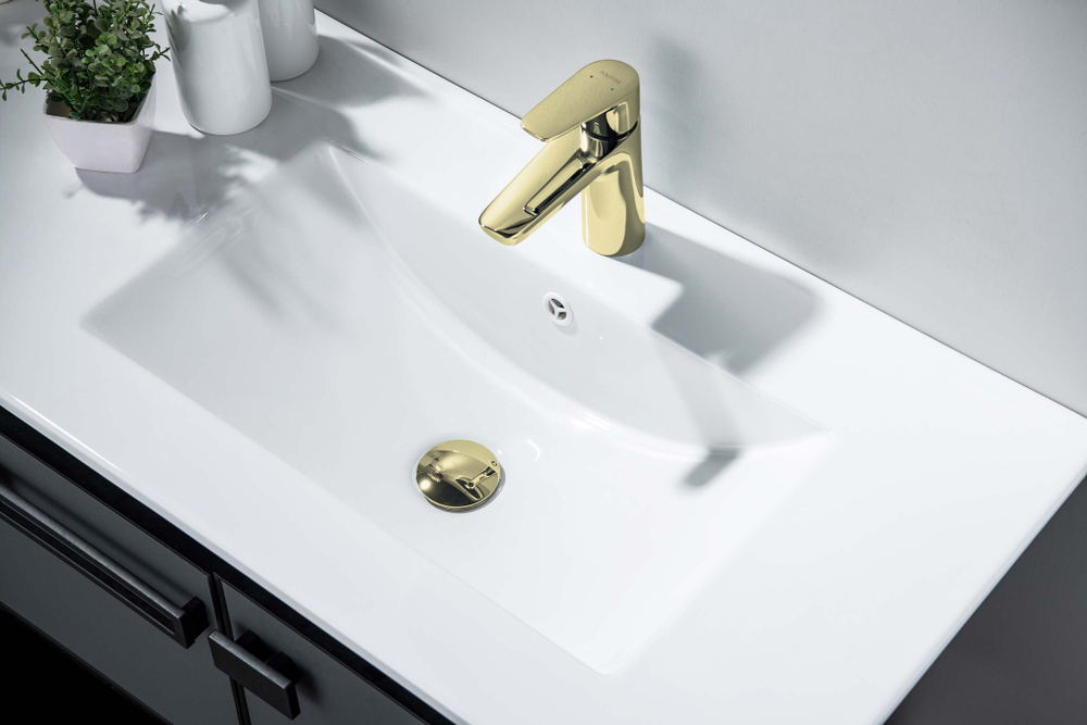 AQ6002PG сливной набор для раковины Push-open с переливом, крышка круглая, полир. Золото