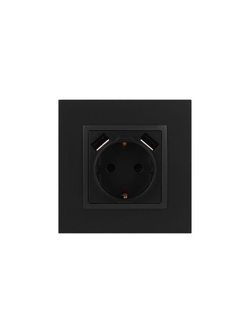 Розетка 16А 250В 2P+E с 2хUSB 5В-3А защ. шторки Elegance антрацит 14-4109-05 ЭРА Б0047871