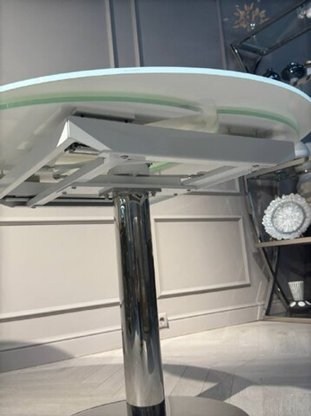 Стол обеденный Ist Casa раскладной Флорис, 102(166)х102х77 см, белое стекло