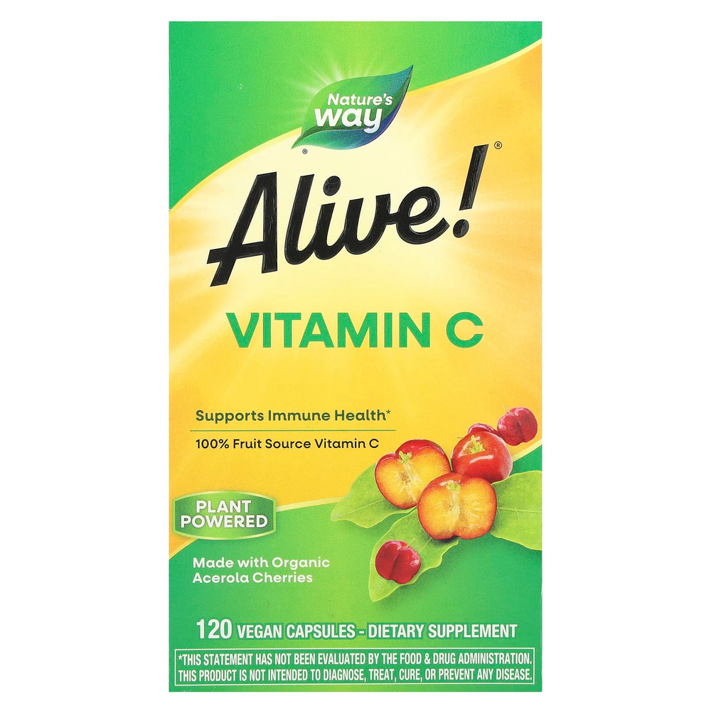 Nature's Way, Alive!®, витамин C, 120 веганских капсул (125 мг в 1 капсуле)