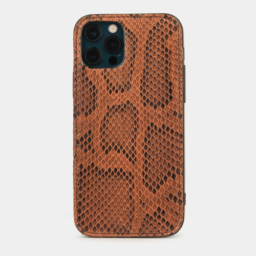 Накладка для iPhone 12/12Pro из кожи питона, цвета Коньяк