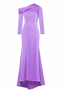 Платье шелковое силуэт «рыбка» лиловое 21-01-22 SS