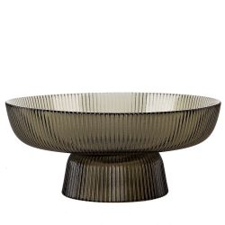 Блюдо на ножке "Frost stripe"(серое) d=19,7см h=9см (стекло) (транспортная упаковка)