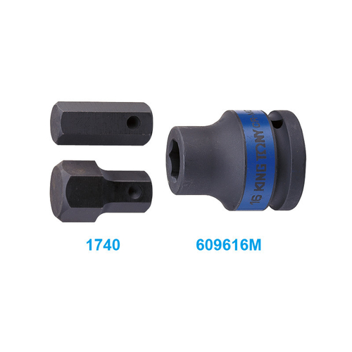 KING TONY (609616M) Держатель вставок (бит) ударный 3/4">16 мм, с винтовым фиксатором