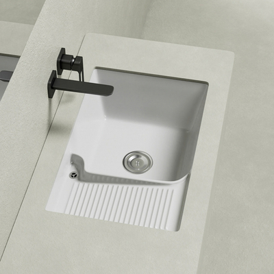 Раковина на стиральную машину встраиваемая снизу ABBER Rechteck AC2225L белая