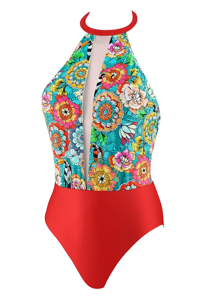 Слитный купальник-халтер из коллекции Garden of Delights