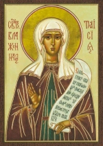 Икона "Таисия Египетская" 6х9 на МДФ-6