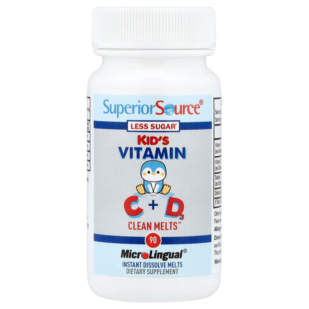 Superior Source, Baby Vitamin C и D3 Clean Melts™, 90 быстрорастворимых таблеток