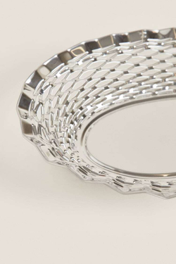 ZARA HOME МЕТАЛЛИЧЕСКАЯ ЧАША С АЖУРНЫМ КРАЕМ, СЕРЕБРЯНЫЙ