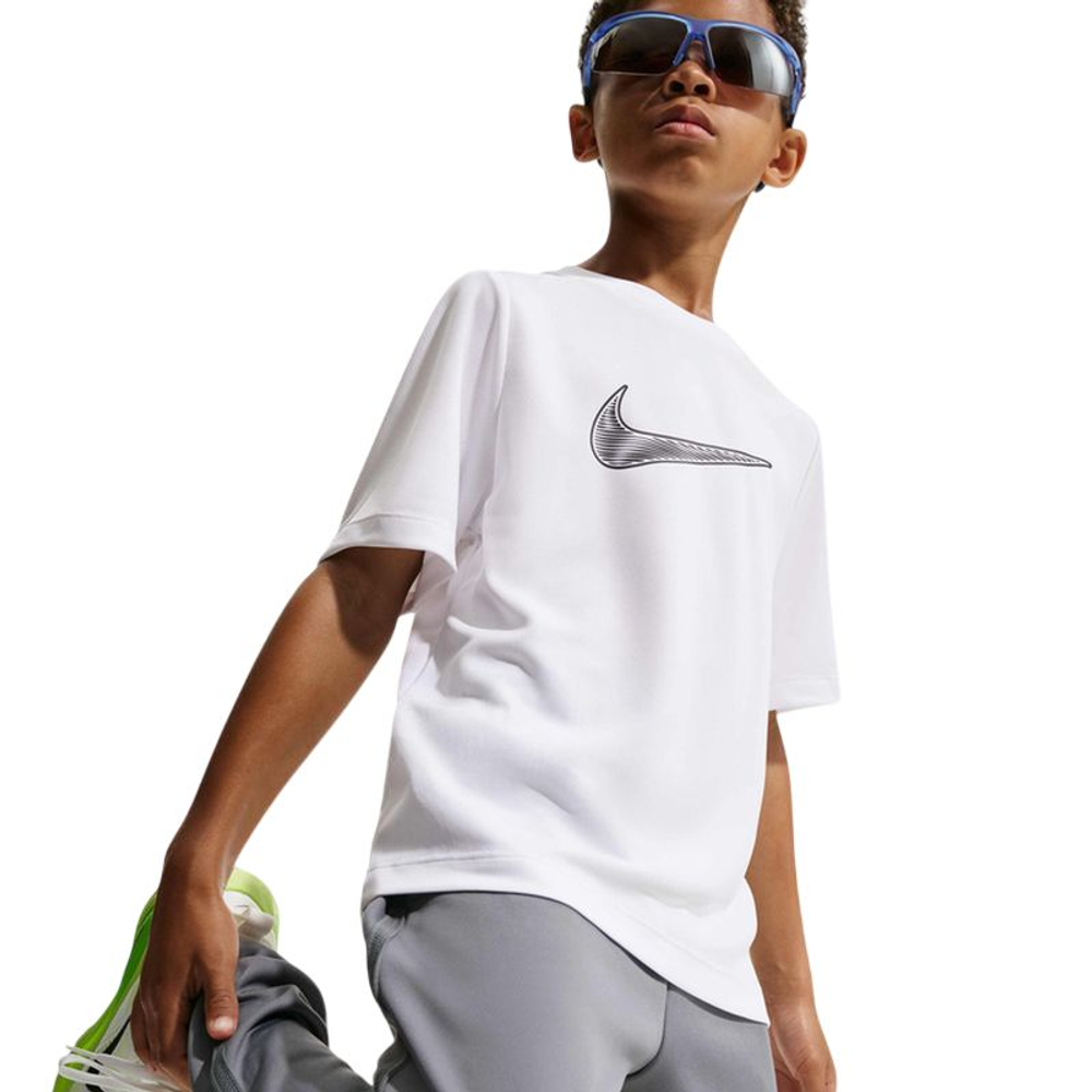 Детская теннисная футболка Nike Boys Dri-FIT Multi Short Sleeve - white/black