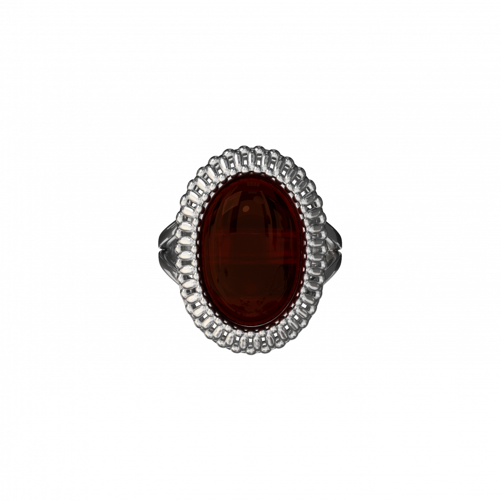 Кольцо винтажное с вишневым янтарем