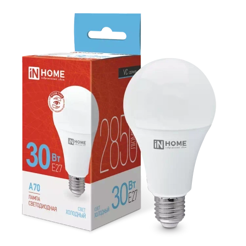 Лампа светодиодная LED-A70-VC 30Вт 230В Е27 6500К  ХОЛОДНЫЙ 2850Лм IN HOME
