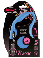 Поводок-рулетка Flexi New Classic S. Лента 5 м. для собак до 15 кг. Синий