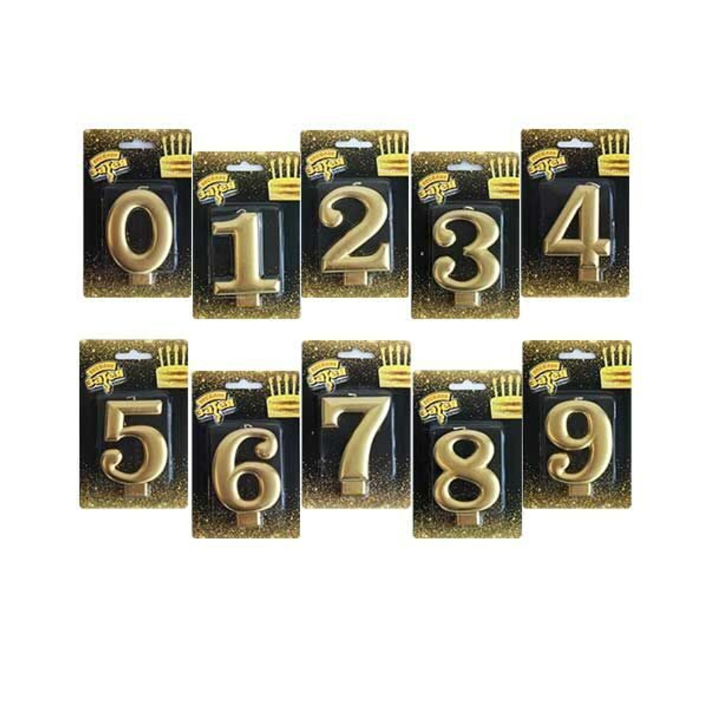 Свечи-цифры Золотые, 8 см