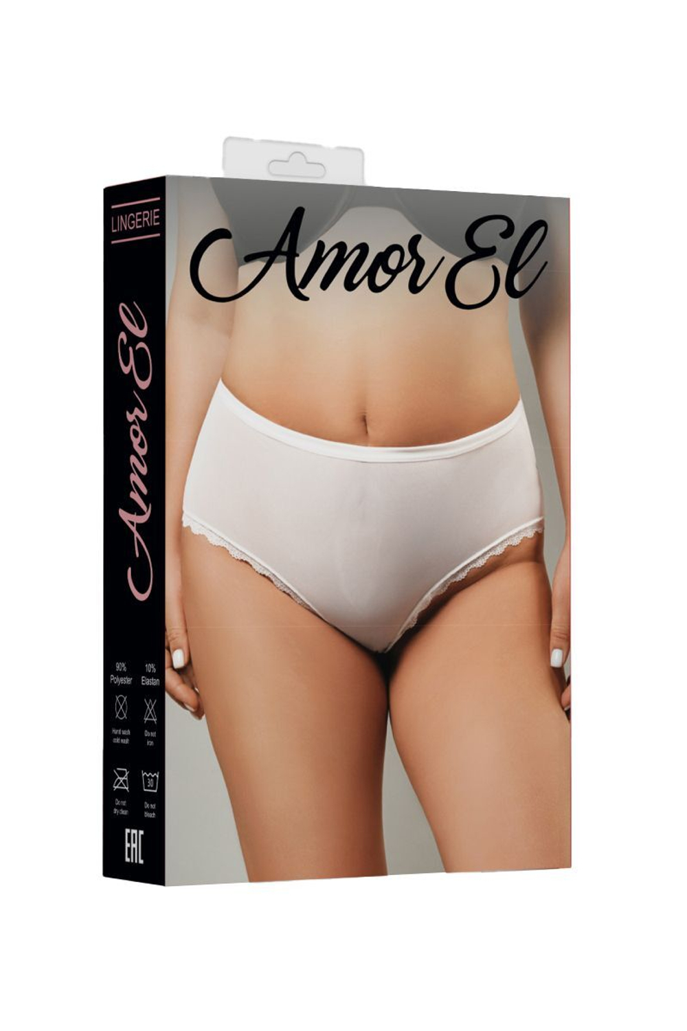 Высокие трусики из полупрозрачной сетки и кружева (Размер: XL-XXL) (Цвет: белый)