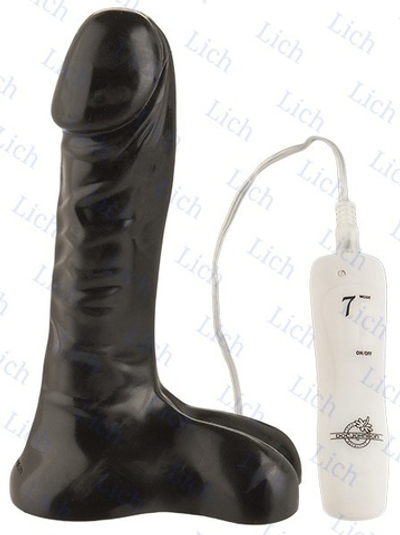Черный вибропенис с 7 функциями и выносным пультом