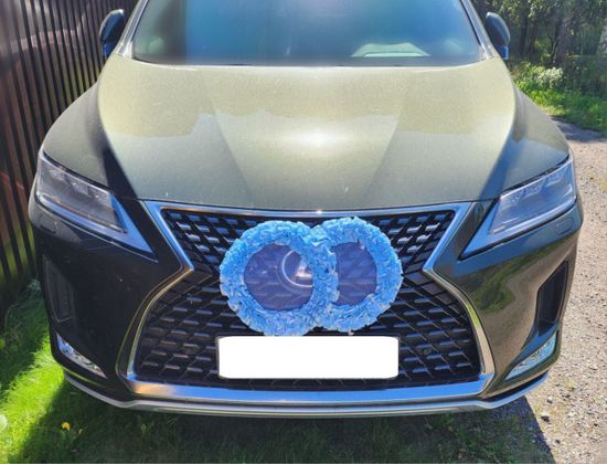 Свадебные кольца для украшения машины, голубые атлас