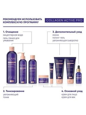 CLAIRE Тоник увлажняющий Collagen Active Pro 200мл