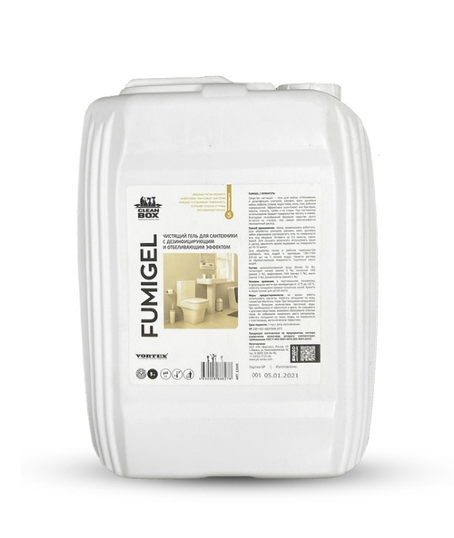Чистящий гель для сантехники с дезинфицирующим и отбеливающим эффектом Сleanbox Fumigel 5 л/1 л