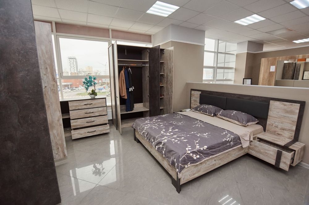 Коллекция Клео Шкаф 3х ст. Дуб Юкон/Ателье темное (Набор)