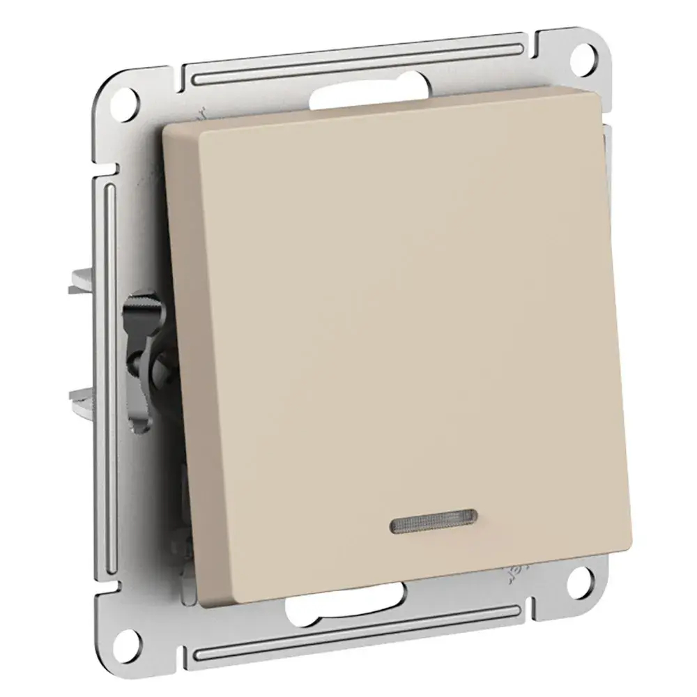 ATLASDESIGN 1-клавишный ПЕРЕКЛЮЧАТЕЛЬ с подсветкой, сх.6а, 10АХ, механизм, ПЕСОЧНЫЙ