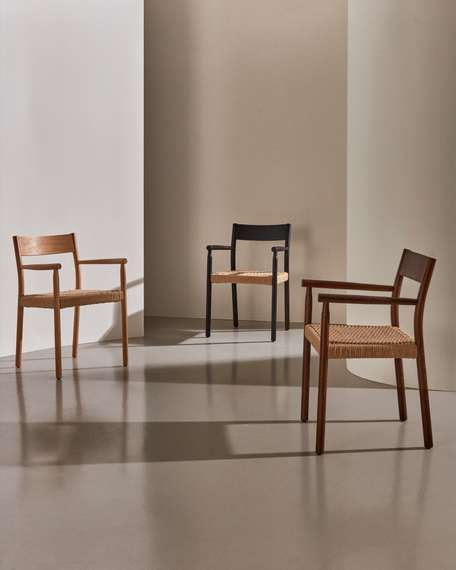 Yalia Стул из массива дуба с черной отделкой и сиденьем из 100% веревки