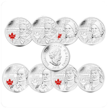 Канада 25 центов 2012-2013 Война 1812 года - набор 8 монет