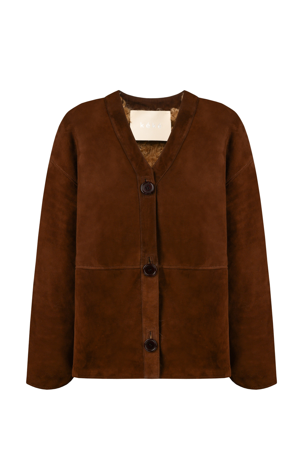 Коричневая двусторонняя шуба-дубленка k é k é