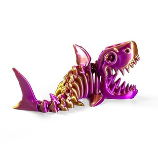 Веселая Акула-скелетон, гибкая шарнирная игрушка-антистресс, желто-фиолетовая