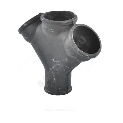 Крестовина чугун канализационная Ду 100х100х100х45гр б/н 1-плоскостная ГОСТ 6942-98 косая