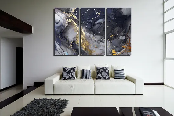 Модульная картина "Абстракция алкогольными чернилами"