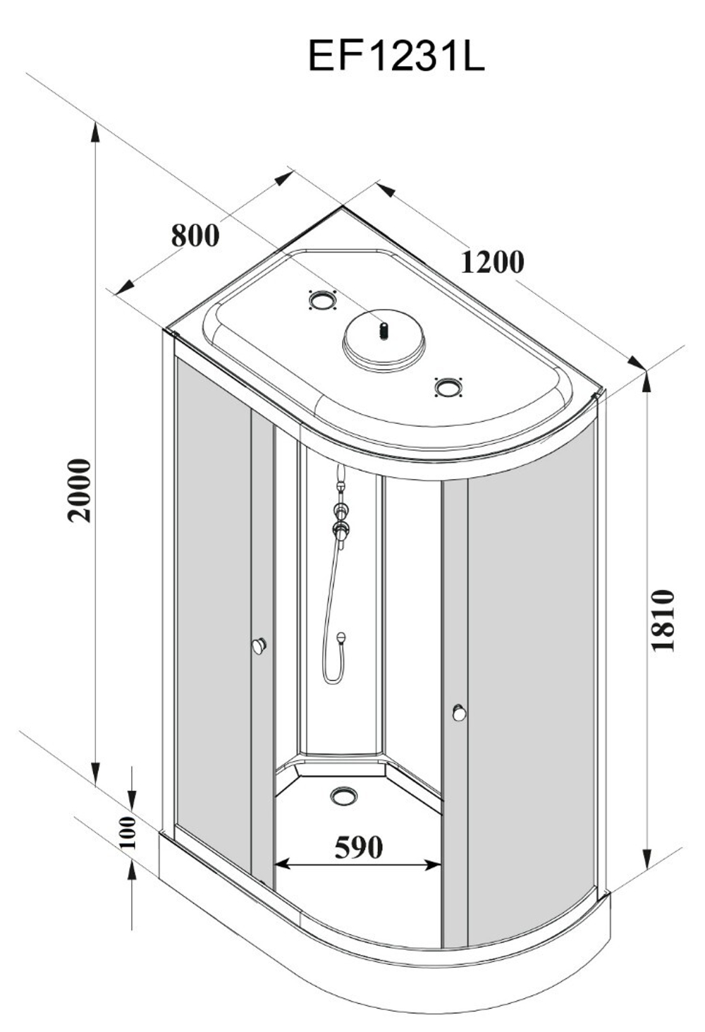 Кабина EF1231L душевая PARLY (120х80х210)
