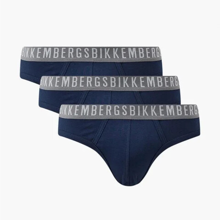 Мужские трусы брифы синие набор 3 в 1 Bikkembergs CLASSIC BKK1USP02TR