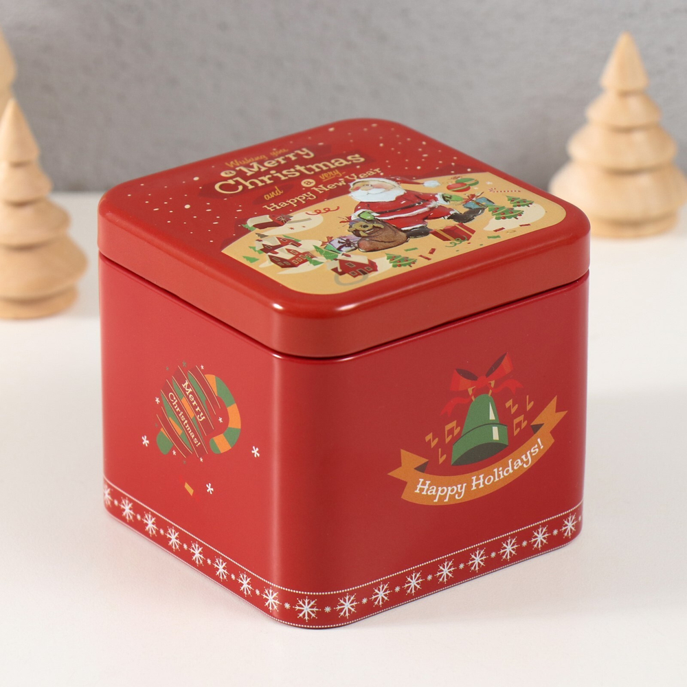 Шкатулка металл квадрат "Праздничный переполох" 7,5х7,5х6,5 см 10500811