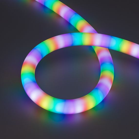 Светодиодная лента герметичная SPI MOONLIGHT-BLACK-SIDE-G180-D25mm 12V RGB-PX2 (21.6 W/m, IP65, 5m, wire x1) Arlight 044974