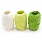 Лента (0,5 см*10 м) Рафия, Зеленый микс, 3 шт.