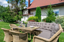 "Базелла" обеденная группа из искусственного ротанга, цвет соломенный