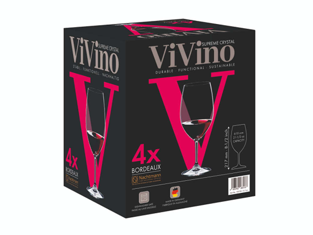 VIVINO - Набор фужеров 4 шт. "Bordeaux" 610 мл стекло