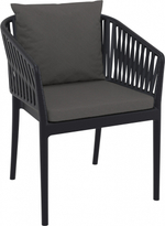 Кресло пластиковое с подушками Siesta Contract Portofino, черный, темно-серый