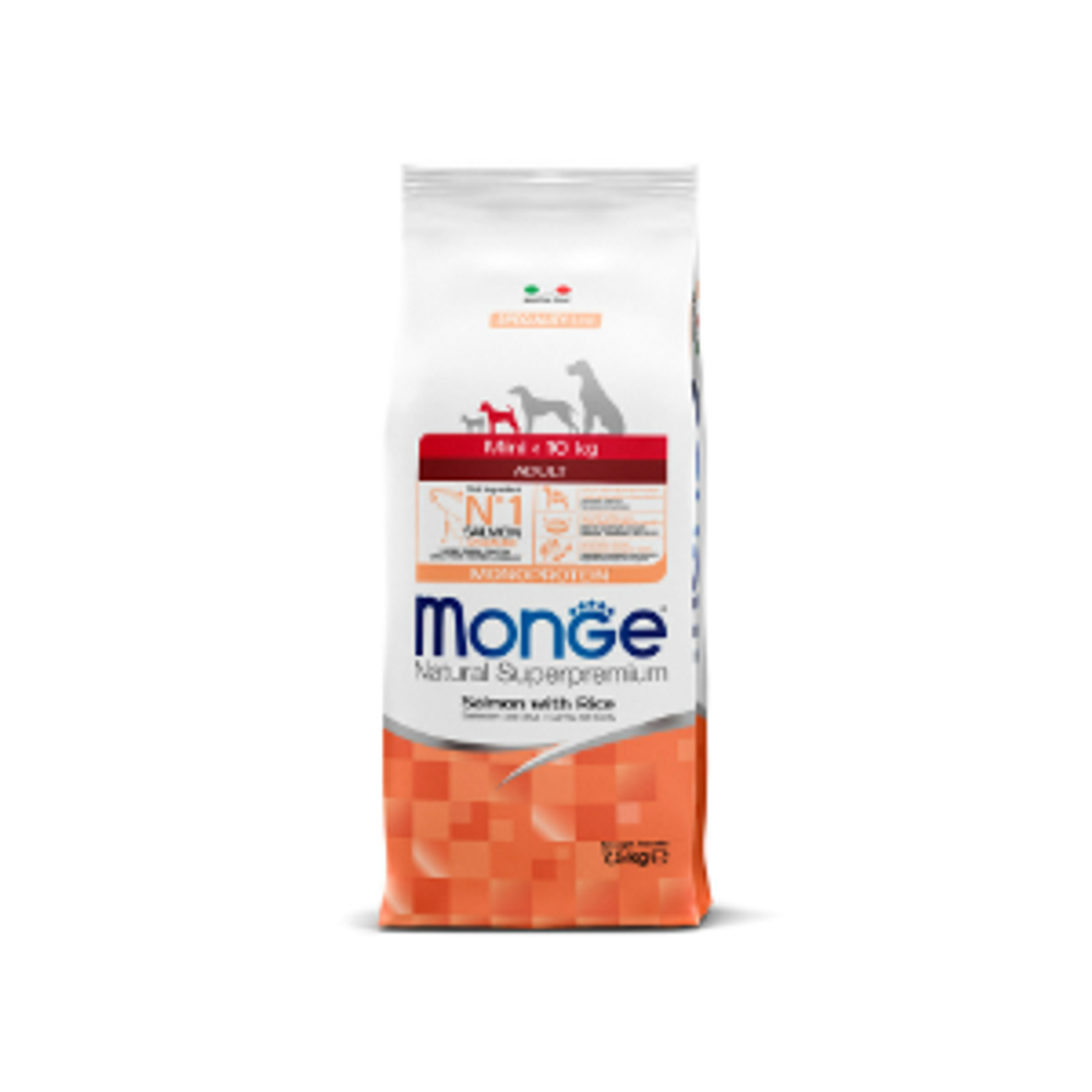 Сухой корм для взрослых собак мелких пород из лосося с рисом Monge Dog Speciality Line Monoprotein Mini 7,5кг
